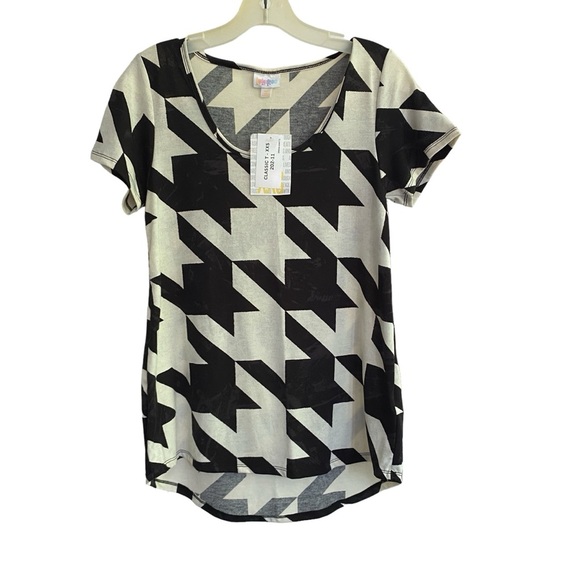 LulaRoe CLASSIC Black & White/Cream Houndstooth Tee NWT Size XXS - Picture 3 of 6
